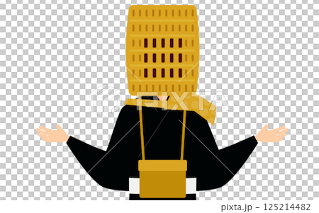 A simple illustration of a Buddhist monk spreading his arms 125214482