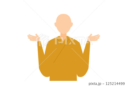 仏教のお坊さんが疑問を持つシンプルなイラスト 125214499