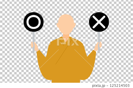 佛教僧人手持圓圈的簡單插圖 125214503