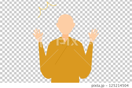 佛教僧侶驚訝地張開雙臂的簡單插圖 125214504