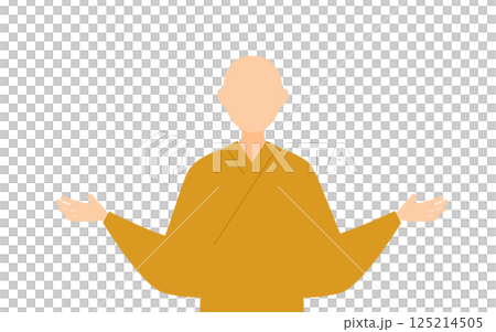 A simple illustration of a Buddhist monk spreading his arms 125214505