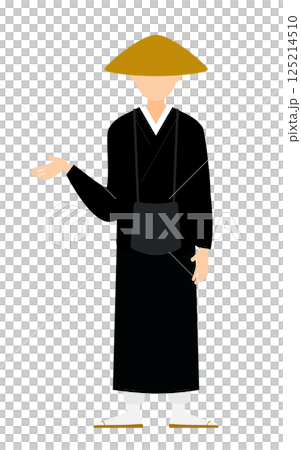 仏教のお坊さんが話しているシンプルなイラスト 125214510