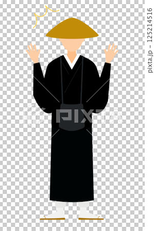 A simple illustration of a Buddhist monk spreading his arms in surprise 125214516