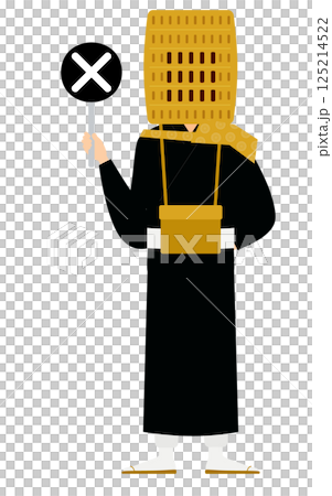 仏教のお坊さんがバツの棒を持つシンプルなイラスト 仏教のお坊さんがバツの棒を持つシンプルなイラスト 125214522