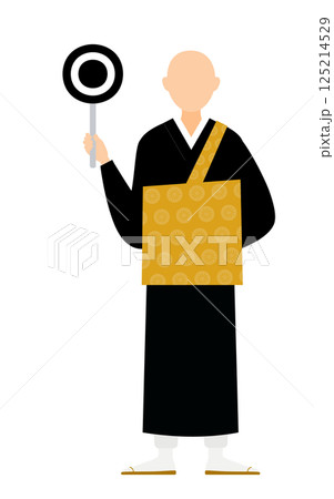 仏教のお坊さんがマルの棒を持つシンプルなイラスト 125214529