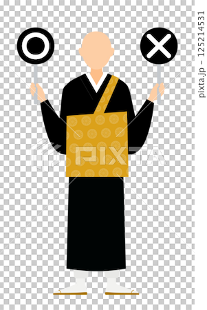 A simple illustration of a Buddhist monk holding a circle 125214531