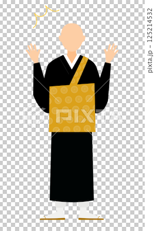 佛教僧侶驚訝地張開雙臂的簡單插圖 125214532