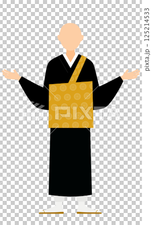 佛教僧侶張開雙臂的簡單插圖 125214533