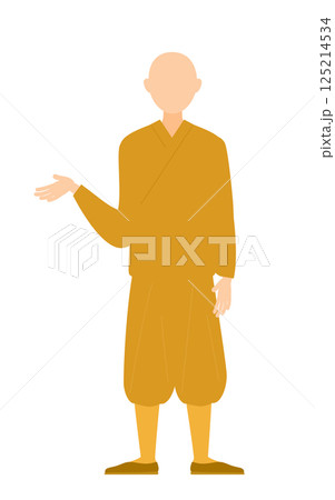 仏教のお坊さんが話しているシンプルなイラスト 125214534