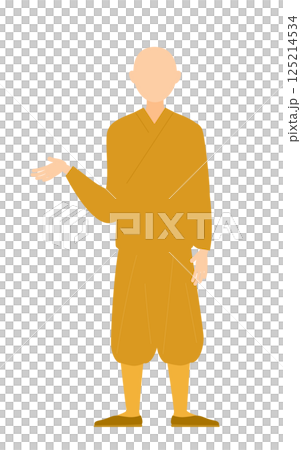 仏教のお坊さんが話しているシンプルなイラスト 125214534