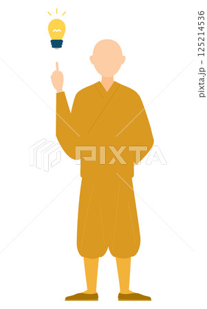 仏教のお坊さんがアイデアをひらめくシンプルなイラスト 125214536