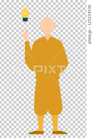 仏教のお坊さんがアイデアをひらめくシンプルなイラスト 125214536