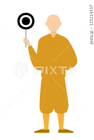 仏教のお坊さんがマルの棒を持つシンプルなイラスト 125214537