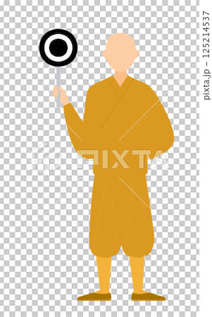 仏教のお坊さんがマルの棒を持つシンプルなイラスト 125214537