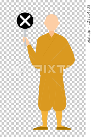 佛教僧人手持十字架的簡單插圖 125214538