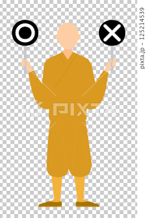 佛教僧人手持圓圈的簡單插圖 125214539