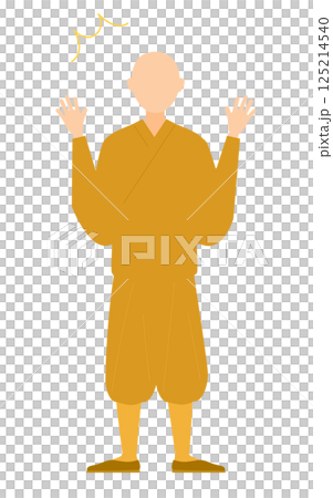 佛教僧侶驚訝地張開雙臂的簡單插圖 125214540
