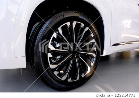 Car wheel with brake calipers and stylish design. Car wheel with brake calipers and stylish design. 125214773
