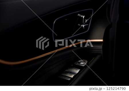 Car door with door handle and window control and adjustment button Car door with door handle and window control and adjustment button 125214790