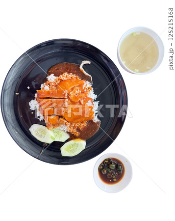 BBQ roast duck and pork with red gravy sauce BBQ roast duck and pork with red gravy sauce 125215168