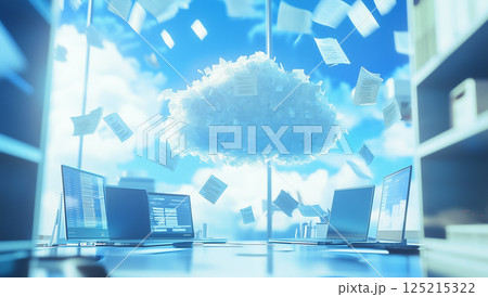 クラウドとデータの連携や保管のイメージ クラウドとデータの連携や保管のイメージ 125215322