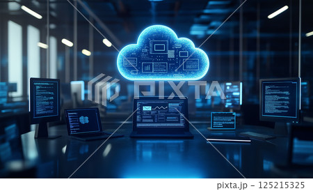 クラウドとデータの連携や保管のイメージ 125215325