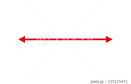 Thin long straight red double arrow. Vector illustration. Isolated on white background. 125215471