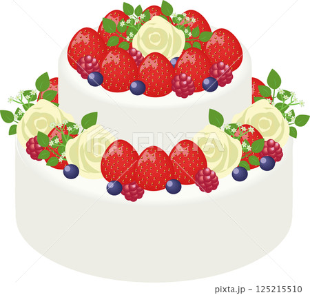 バラといちごのウェディングケーキ 125215510