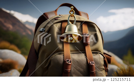 熊除け鈴を装着した登山用リュック3 125215711