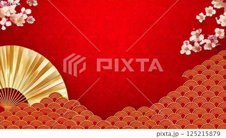 桜の花と扇 125215879