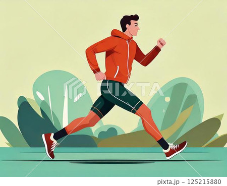 走る、ランニングの男性 125215880