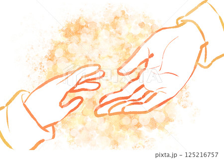 大人の手と子供の手(手を差し伸べる・つなぐ) 人物の手描きイラスト素材 大人の手と子供の手(手を差し伸べる・つなぐ) 人物の手描きイラスト素材 125216757