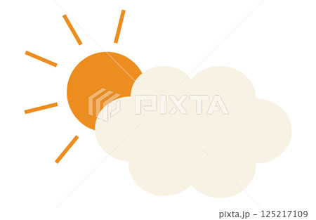 かわいい雲と太陽の天気イラスト かわいい雲と太陽の天気イラスト 125217109