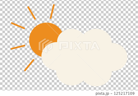 かわいい雲と太陽の天気イラスト かわいい雲と太陽の天気イラスト 125217109