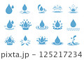 water droplets, drop,dribble, splash and wave, water icon vector. 125217234