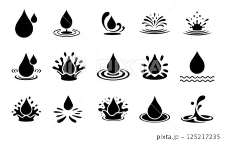 water droplets, drop,dribble, splash and wave, water icon vector. 125217235