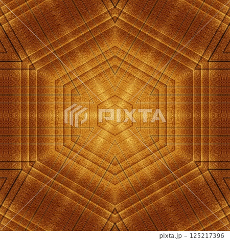 Luxurious gold texture art for foil, digital paper, textile, ceramic tiles, and wrapper printing. Golden pattern background design with wooden finishing for interior decoration 125217396