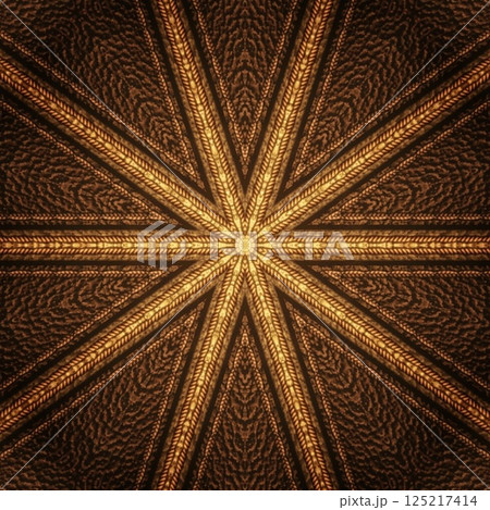Luxurious gold texture art for foil, digital paper, textile, ceramic tiles, and wrapper printing. Golden pattern background design with wooden finishing for interior decoration 125217414