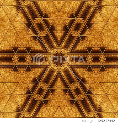 Luxurious gold texture art for foil, digital paper, textile, ceramic tiles, and wrapper printing. Golden pattern background design with wooden finishing for interior decoration 125217442