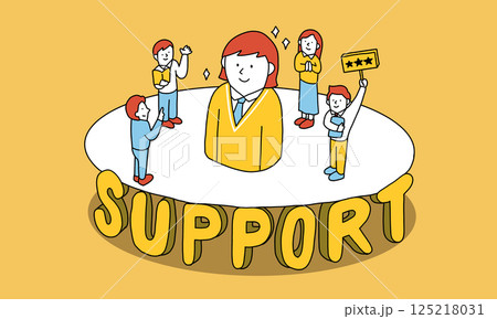 教師・講師・塾・家庭教師・親など、受験生・学生をサポートする大人たちのイメージイラスト 125218031