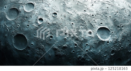 Moon Craters and Rocky Surface Texture in Realistic Monochrome Space Landscape 125218163