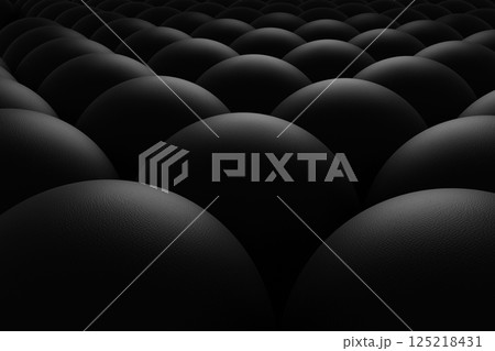 A group of black balls are arranged in a row. 3d illustration. 125218431