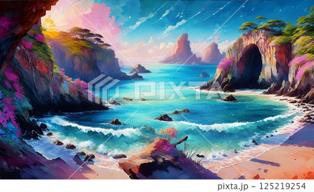 神秘に包まれた幻想の入り江の風景3 125219254