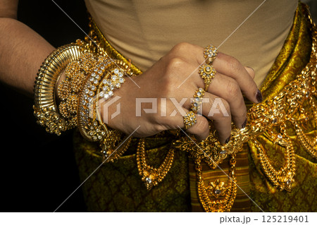 close detail of Khmer apsara performer of traditional dance in cambodia close detail of Khmer apsara performer of traditional dance in cambodia 125219401