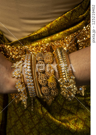 close detail of Khmer apsara  performer of traditional dance in cambodia 125219402