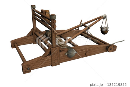 balista, catapult, 3d visualization, illustration balista, catapult, 3d visualization, illustration 125219833