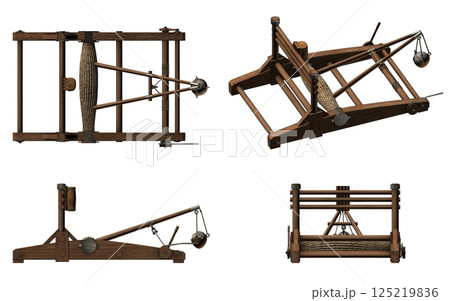 balista, catapult, 3d visualization, illustration balista, catapult, 3d visualization, illustration 125219836