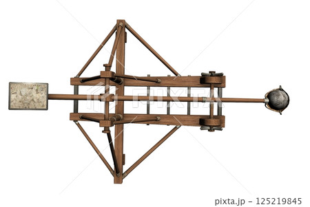 balista, catapult, 3d visualization, illustration balista, catapult, 3d visualization, illustration 125219845