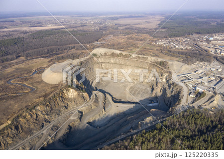 Open pit granite quarry, view from above 125220335