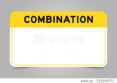 Label banner that have yellow headline with word combination and white copy space, on gray background 125220771